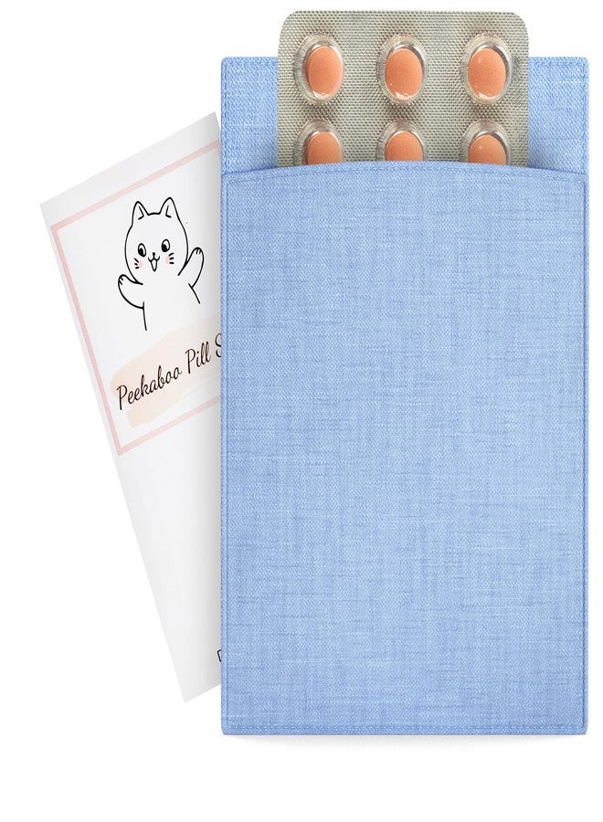 HIGHERHUMAN Peekaboo Pill Sleeve – Cute Birth Control Case – Soft Cotton Fabric Privacy Cover for Your Birth Control Pill Case – Pouch for 4” x 3” Packets (Sky Blue) - Image 1